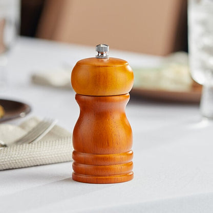 Acopa 4" Matte Brown Wooden Salt / Pepper Mill – item 176PM04BR image 2