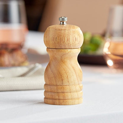 Acopa 4" Matte Wooden Salt / Pepper Mill – item 176PM04NAT image 2