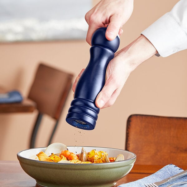 Acopa 8" Matte Dark Blue Wooden Salt / Pepper Mill – item 176PM08DKBLM image 2
