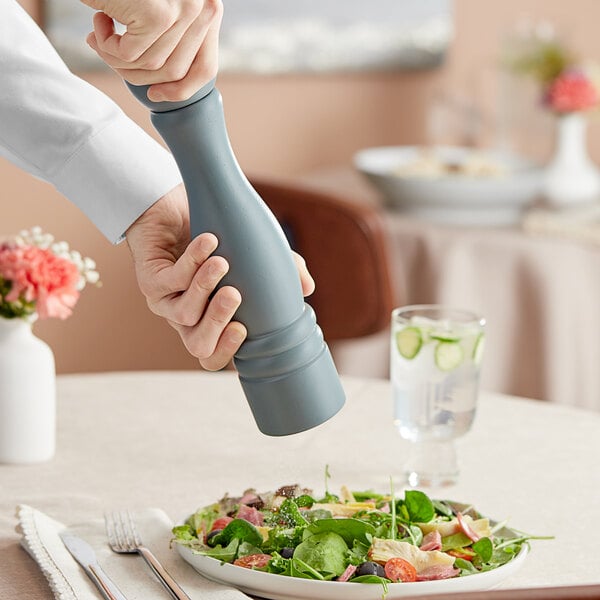 Acopa 12" Matte Steel Blue Wooden Salt / Pepper Mill – item 176PM12SB image 2