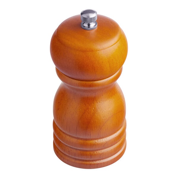 Acopa 4" Matte Brown Wooden Salt / Pepper Mill – item 176PM04BR