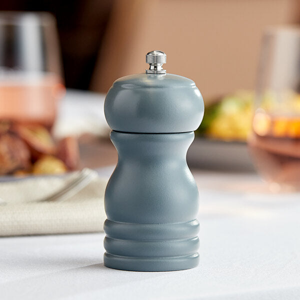 Acopa 4" Matte Steel Blue Wooden Salt / Pepper Mill – item 176PM04SB image 2