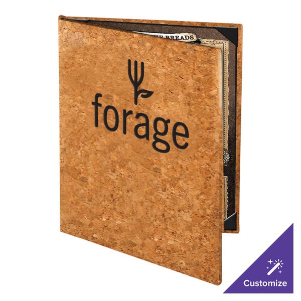 5 1/2" x 8 1/2" Customizable Natural Cork 2 View Menu Cover – item 659CO620ANC image 2