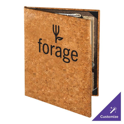 5 1/2" x 8 1/2" Customizable Natural Cork 2 View Menu Cover – item 659CO620ANC image 2