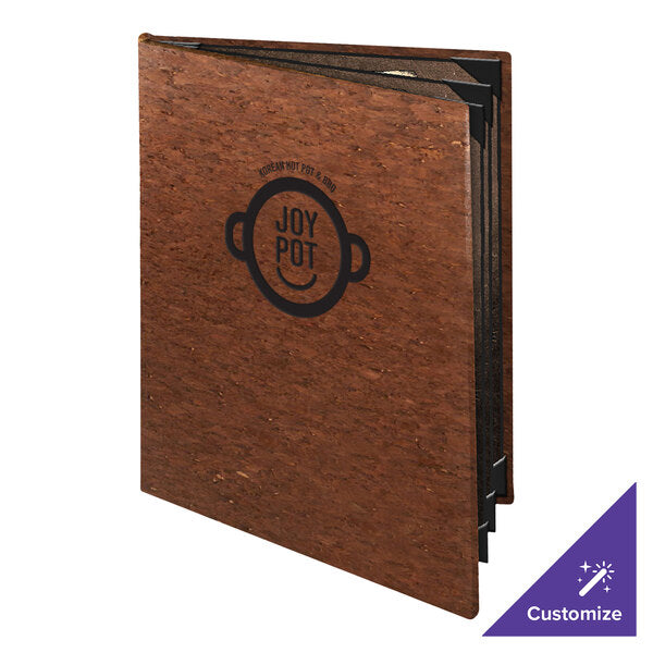 5 1/2" x 8 1/2" Customizable Dark Cork 6 View Menu Cover – item 659CO660ADB image 2