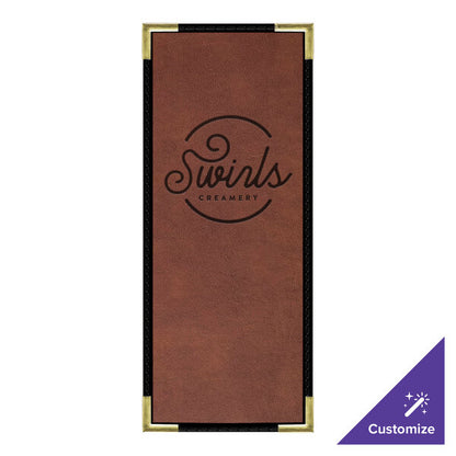 H. Risch, Inc. 4 1/4" x 11" Menu Cover w/ Interior Pocket – item 759LDP1V41BR image 2