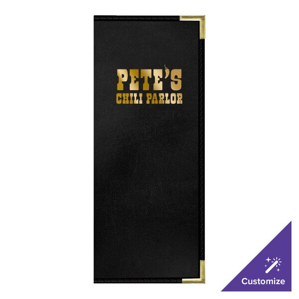 H. Risch, Inc. 4 1/4" x 11" Menu Cover w/ Interior Pocket – item 759LP10V41BL image 2