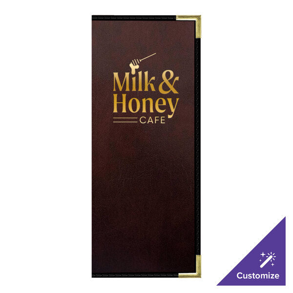H. Risch, Inc. 4 1/4" x 11" Menu Cover w/ Interior Pockets – item 759LDP2V41WI image 2