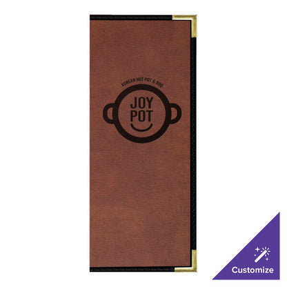 H. Risch, Inc. 4 1/4" x 11" Menu Cover w/ Interior Pockets – item 759LDP6V41BR image 2