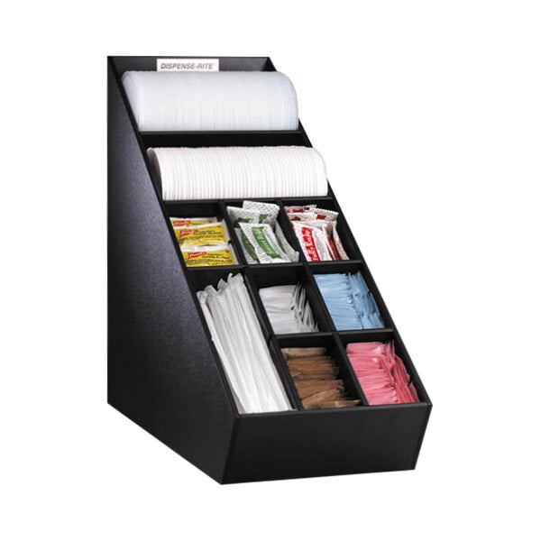 Dispense-Rite Polystyrene Narrow Condiment Organizer NLO-1B – item 679NLO1B