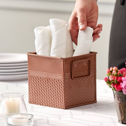 6" Square Hammered Copper Utensil Condiment Organizer – item 124UTNSLSQCP image 2