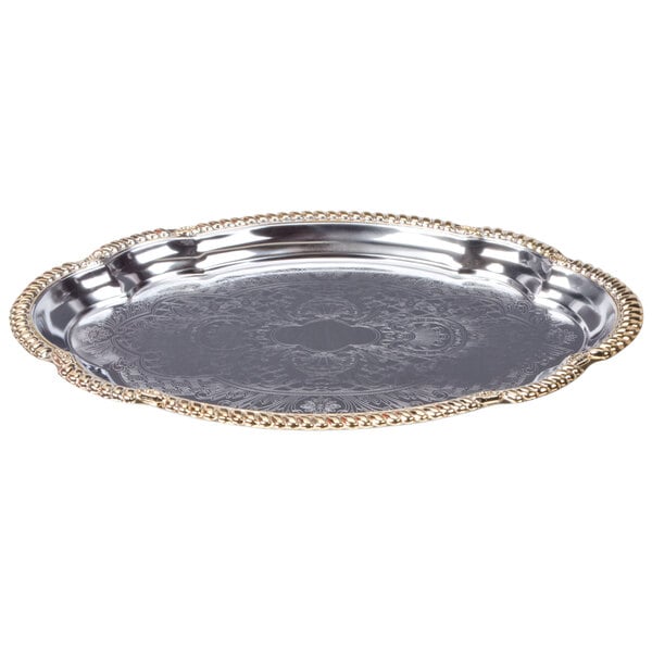Vollrath 47265 Odyssey 18 1/8" x 13" Gold Trim Serving Tray – item 92247265 image 2