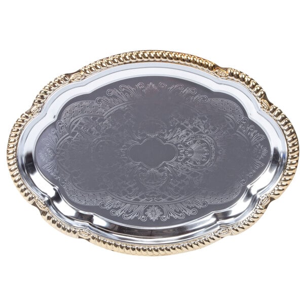 Vollrath 47265 Odyssey 18 1/8" x 13" Gold Trim Serving Tray – item 92247265