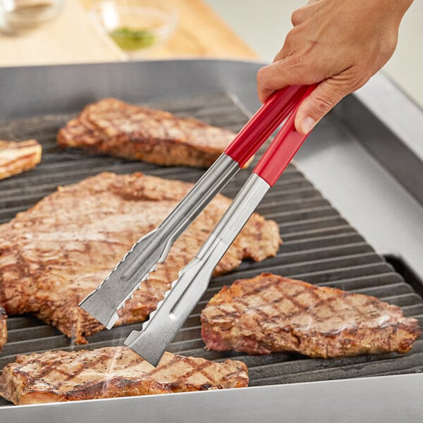 Fourte 12" Coated Handle Grill Grip Tongs – item 483CGRT12RD image 2