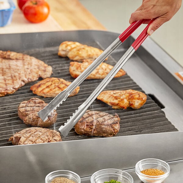 Fourte 16" Coated Handle Grill Grip Tongs – item 483CGRT16RD image 2