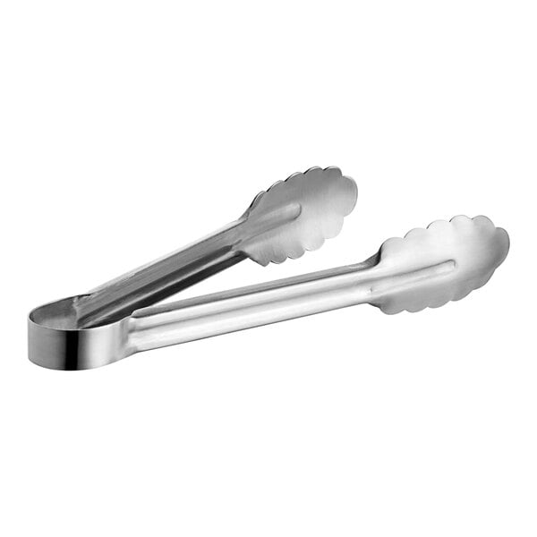 Choice 9 1/2" Heavy-Duty One-Piece Scalloped Tongs – item 407OPUT9
