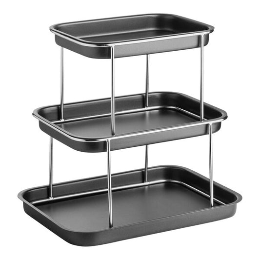 Tablecraft 14 3/4" x 10 3/4" 3-Tier Black Serving Tray – item 80812065