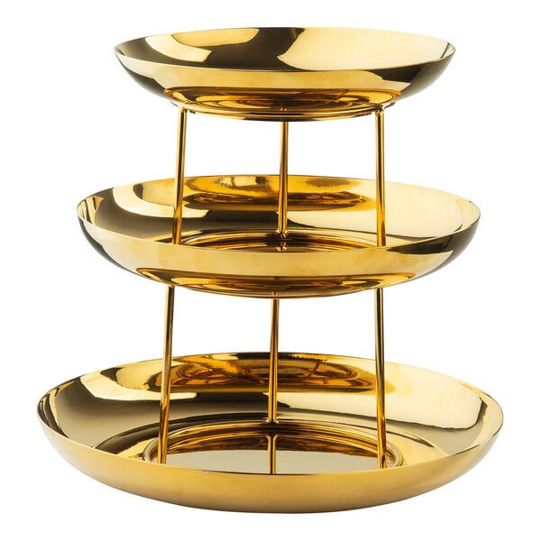 Tablecraft 12 3/4" 3-Tier Gold Seafood Tower Serving Tray – item 80812037
