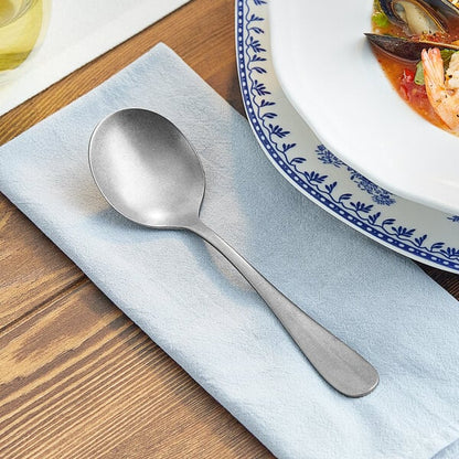 Acopa Josette 6 11/16" Distressed X-Heavy Bouillon Spoon – item 267820802 image 2