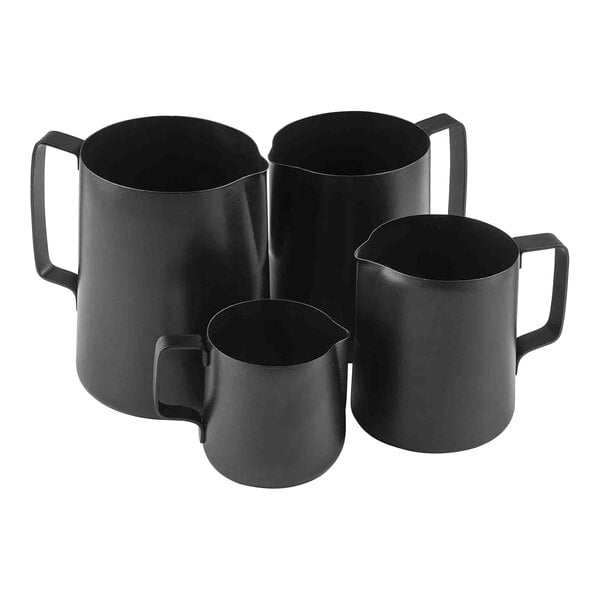 Tablecraft 24 oz. Black Stainless Frothing Pitcher – item 80812062 image 2