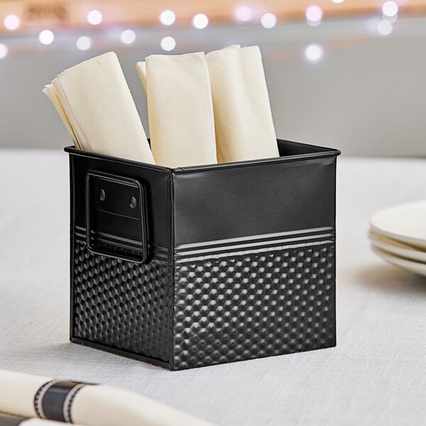6" Square Hammered Utensil Condiment Organizer – item 124UTNSLSQBK image 2