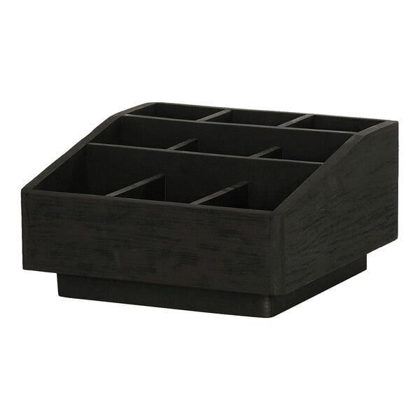 Cal-Mil 12" x 12" Black Wood 9-Section Condiment Organizer – item 21112378913