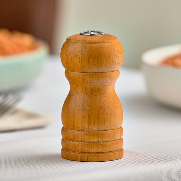 Acopa 4" Matte Wooden Salt Shaker – item 176PSS04BR image 2