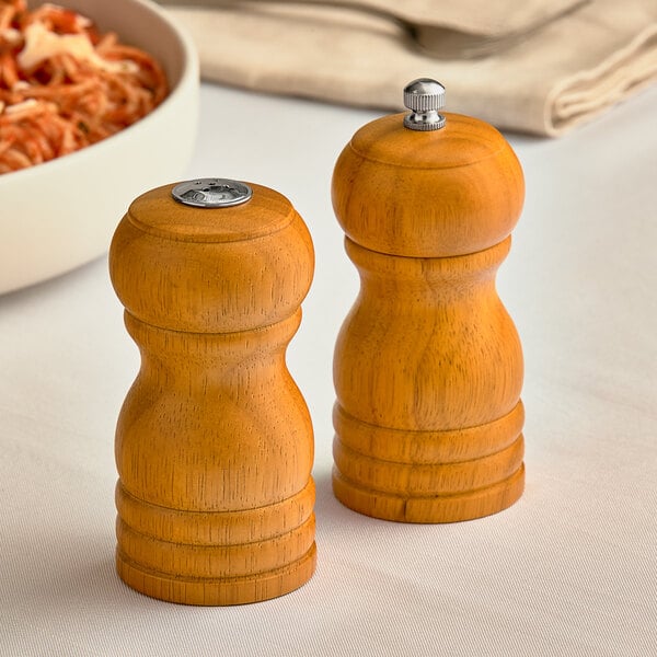 Acopa 4" Matte Brown Wooden Salt & Pepper Mill – item 176PMSST04BR image 2