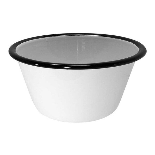 Tablecraft Enamelware 14 oz. White Serving Bowl w/ Black Rim – item 80811151