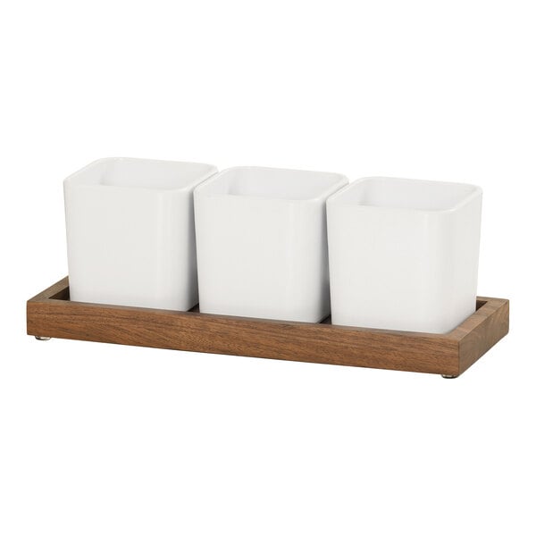 12 3/4" x 5" Condiment Organizer w/ 3 Square Melamine Jars – item 21112320678