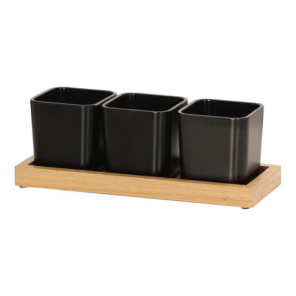 12 3/4" x 5" Condiment Organizer w/ 3 Square Melamine Jars – item 21112320721