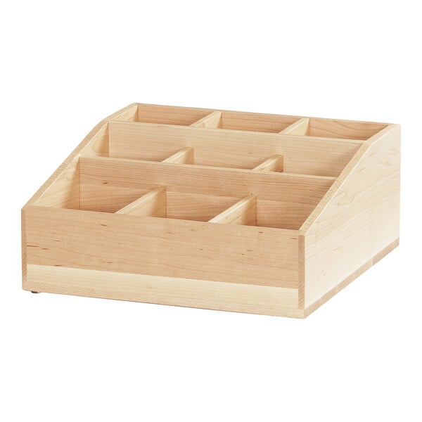Cal-Mil 12" x 12" 9-Compartment Maple Condiment Organizer – item 2111171471
