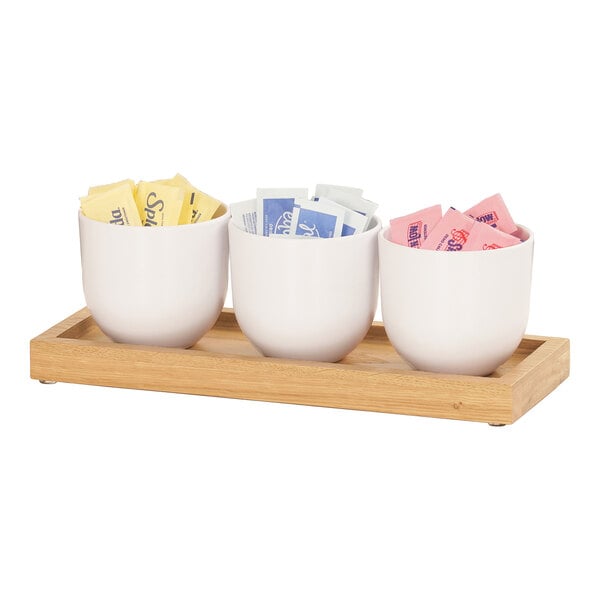 12 3/4" x 5" Condiment Organizer w/ 3 Round Melamine Jars – item 21112320421