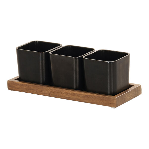 12 3/4" x 5" Condiment Organizer w/ 3 Square Melamine Jars – item 21112320778