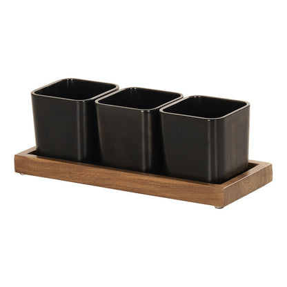 12 3/4" x 5" Condiment Organizer w/ 3 Square Melamine Jars – item 21112320778