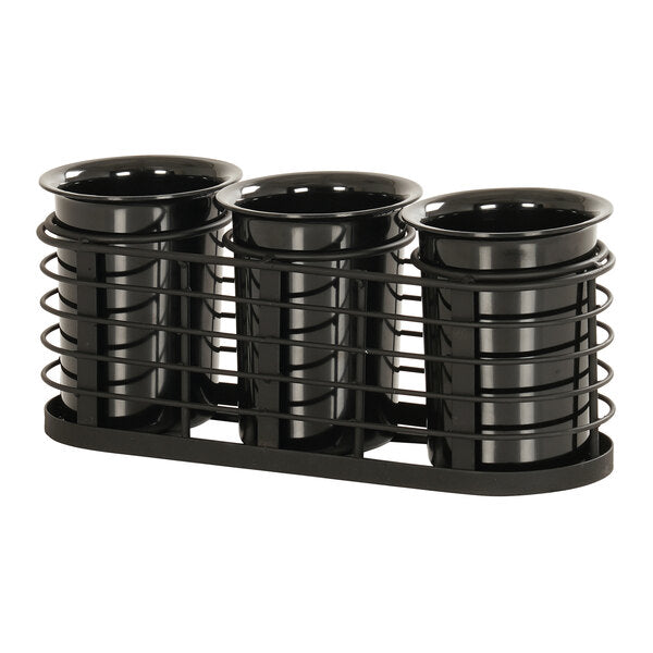 Cal-Mil 16" x 9 1/4" Black Wire 3-Cylinder Condiment Display – item 211123751313 image 2