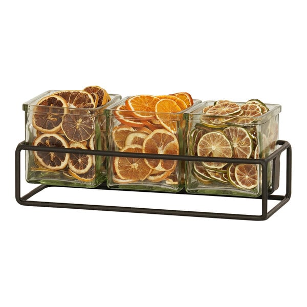 12 1/2" x 4 1/2" Condiment Display w/ 3 Square Glass Jars – item 21123747313