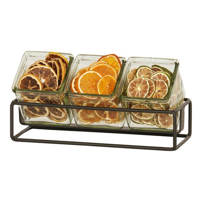 12 1/2" x 4 1/2" Condiment Display w/ 3 Square Glass Jars – item 21123747313 image 2