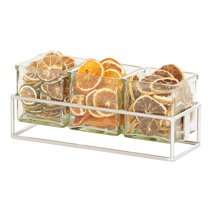 12 1/2" x 4 1/2" Condiment Display w/ 3 Square Glass Jars – item 21123747349