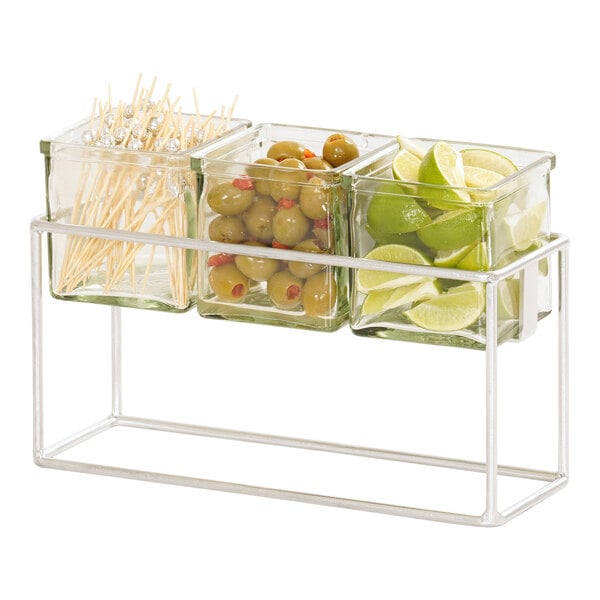 12 1/2" x 4 1/2" Condiment Display w/ 3 Square Glass Jars – item 21123747649