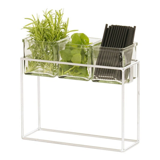 12 1/2" x 4 1/2" Condiment Display w/ 3 Square Glass Jars – item 21123747949