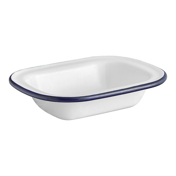 American Metalcraft 8 oz. White Serving Bowl w/ Blue Rim – item 124EWB6 image 2