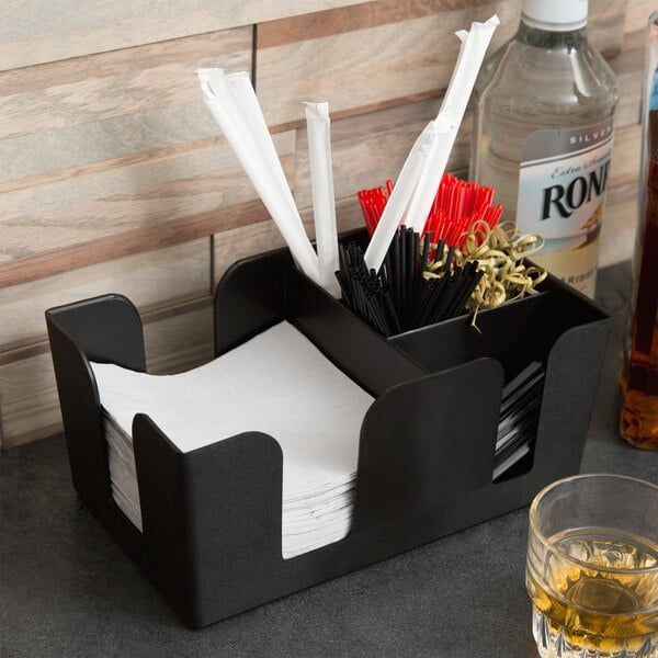 Choice 6-Compartment Plastic Bar Condiment Caddy Organizer – item 176CADY6BK image 2