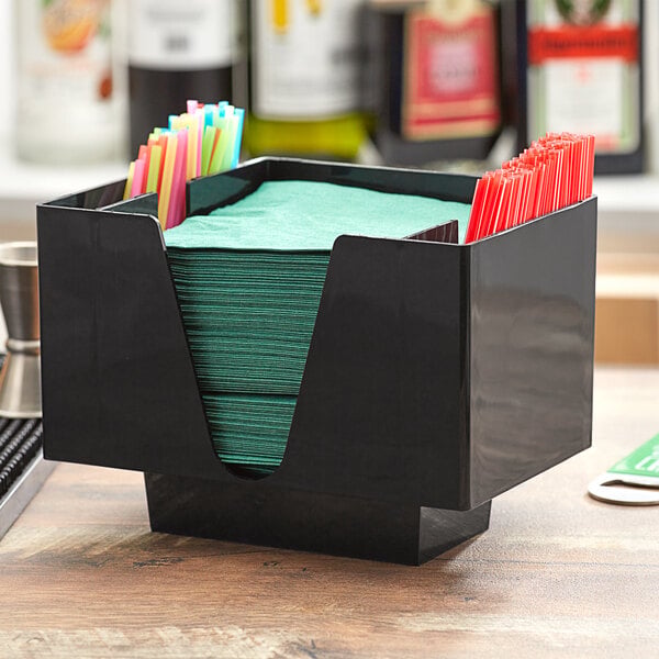 Choice 3-Compartment Plastic Rectangular Condiment Caddy – item 999CADY3CBK image 2