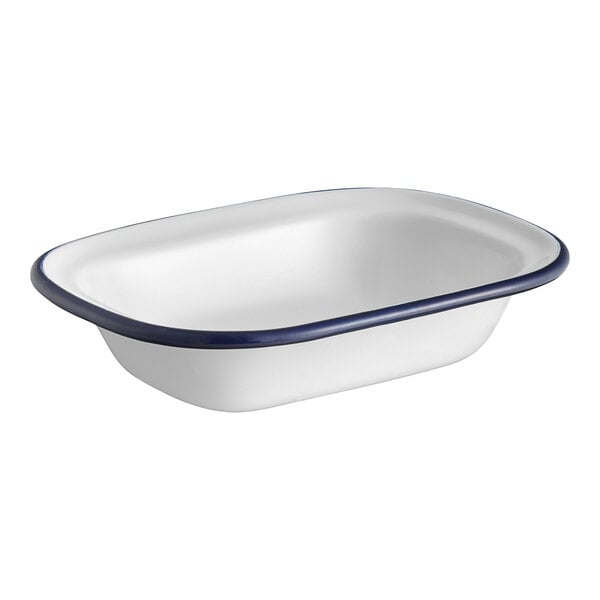 American Metalcraft 16 oz. White Serving Bowl w/ Blue Rim – item 124EWB8 image 2