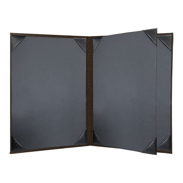 H. Risch, Inc. Linen 8 Menu Cover w/ Album Style Corners – item 759LIN4V811E