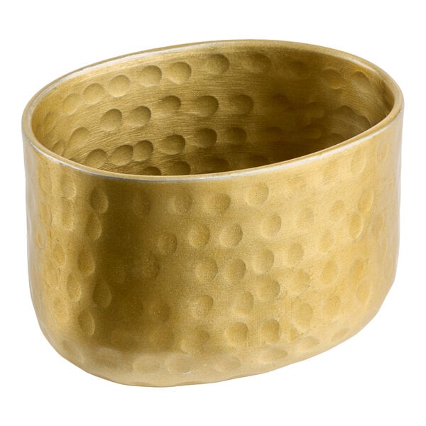 6 oz. Gold Oval Hammered Aluminum Sugar Packet Holder – item 124ASPG
