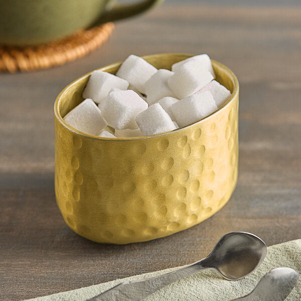 6 oz. Gold Oval Hammered Aluminum Sugar Packet Holder – item 124ASPG image 2