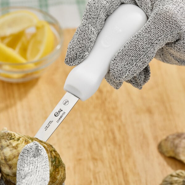 Choice 3" Boston Oyster Knife w/ White Hourglass Handle – item 220KWOYS3 image 2