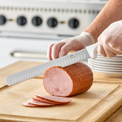 Choice 12" Granton Edge Slicing Knife w/ White Handle – item 220KWSLCGE12 image 2